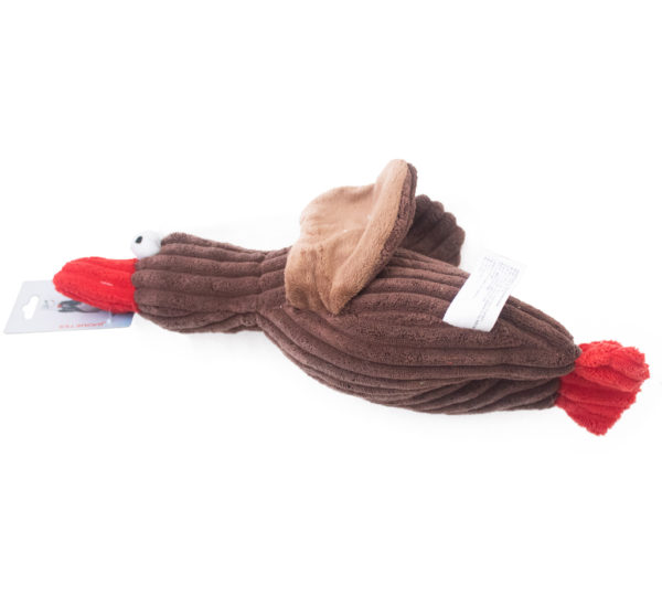 Peluche Pato café con rojo